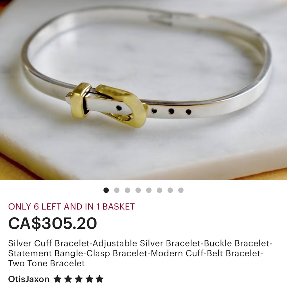 Silver and brass buckle bracelet